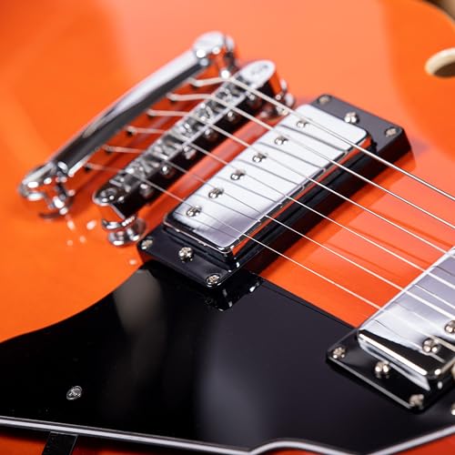 Redid Semi-Hollow Body Electric Guitar RD-100 Jazz Guitar with F-Hole,Maple neck,humbucker Pickups(Brown)