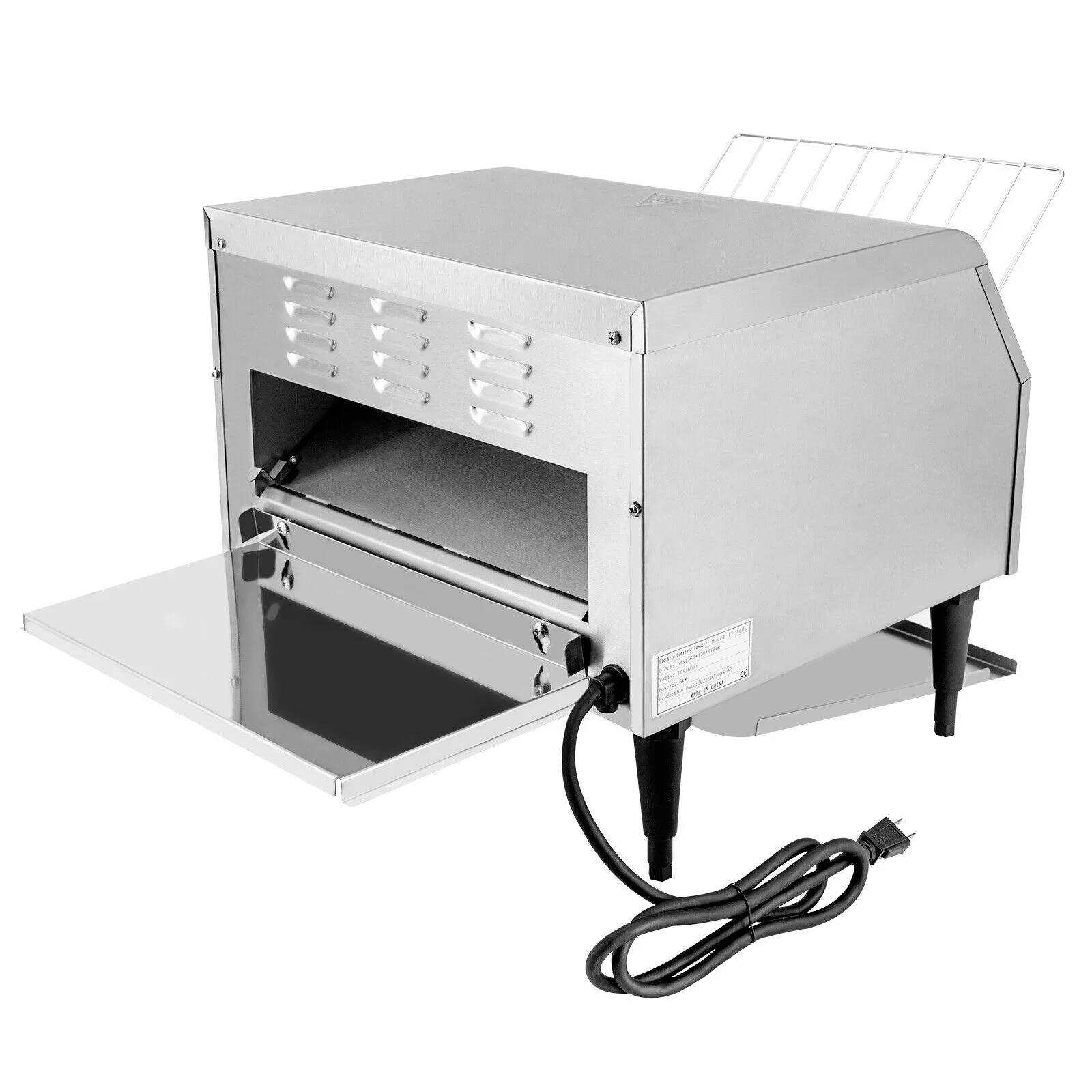 2600W Commercial Conveyor Toaster, Silver, TT-450L, Stainless Steel, Toasters Baking Machine, for Baking Sliced Bread, Toast, Doughnuts