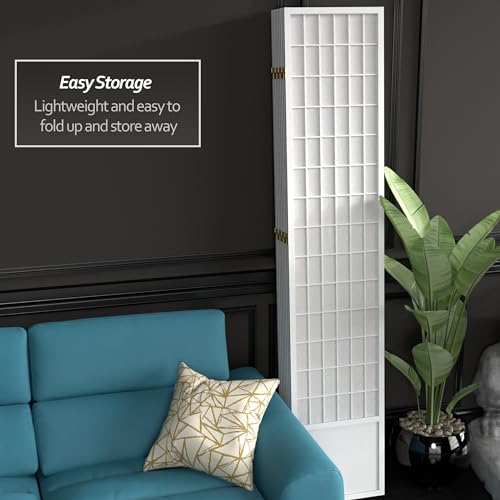 Red Lantern 7 ft. Tall Window Pane Shoji Screen-White-3 Panels Room Divider