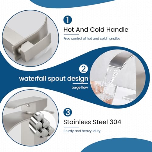 Airuida Brushed Gold Tall Waterfall Bathroom Vessel Sink Faucet Modern Bathroom Vanity Faucet Single Handle Single Hole Farmhouse Bar Mixer Tap Washbasin Faucet Deck Mount