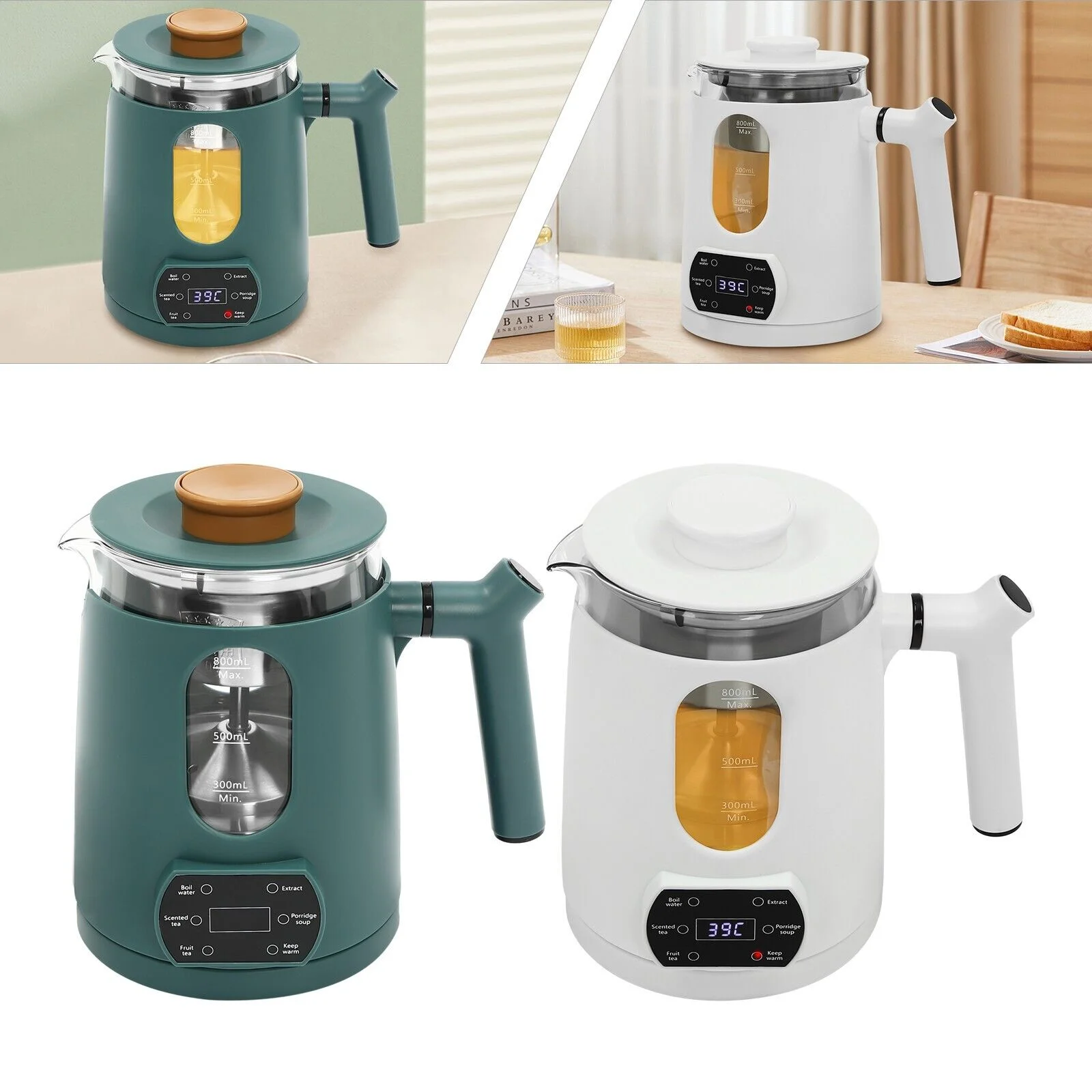 600W 0.8L/27oz Temperature Control Electric Tea Kettle, Water Boiler & Heater, Electric Tea Pot
