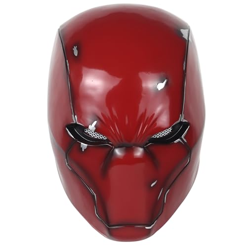 Red Hood Helmet Metallic Effect Red Hood Mask Deluxe Cosplay Prop for Fans Collector's Edition
