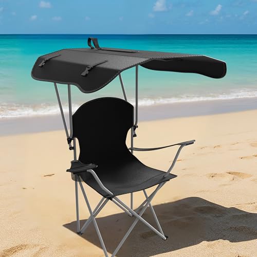YSSOA Removable Footrest Reclining Camping Chair, 1-Pack, Black