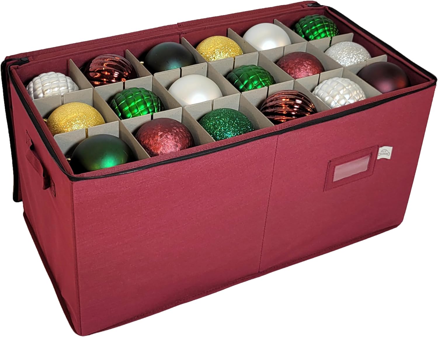 612 Vermont Christmas Ornament Storage Box with Adjustable Acid-Free Dividers, Holds 54 – 4 Inch Ornaments (SB-40044-VT)