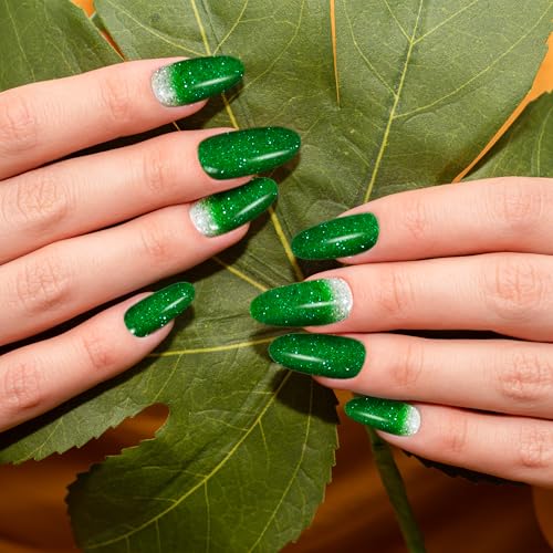 Semi Cured Gel Nail Strips-Easy Apply Christmas Gel Nail Stickers Holiday Semi Cured Manicure Strips with Sparkling Xmas Designs (Classic Yule)