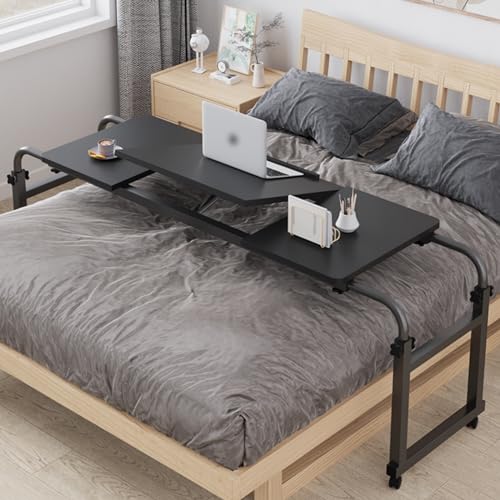 Bed Desk Over The Bed Table with Wheels Overbed Table Over The Bed Desk Over Bed Table Mobile Desk Bed Table with Wheels Computer Table for Bed Overbed Table with Wheels Adjustable Height Black