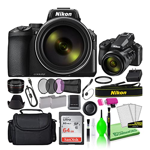 Nikon COOLPIX P950 16MP 83x Optical Zoom Digital Camera (26532) Deluxe Bundle Kit -Includes- Sandisk 64GB SD Card + Large Camera Bag + Filter Kit + Spare Battery + Telephoto Lens + More