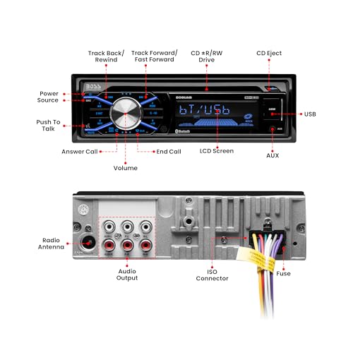 BOSS Audio Systems 656BCK Car Stereo Package - Single Din, Bluetooth, CD MP3 USB AM FM Radio, 6.5 Inch 2 Way Full Range Speakers, Black