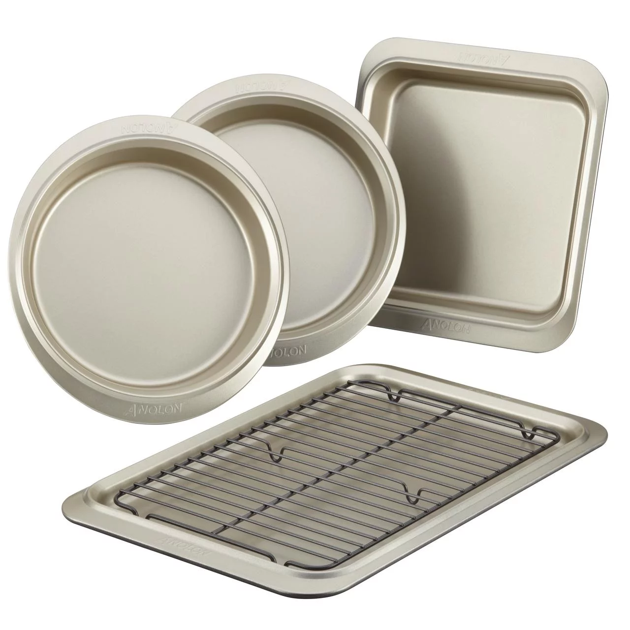 Anolon Allure Non-stick Bakeware Set, 5-Pieces, Pewter/Onyx