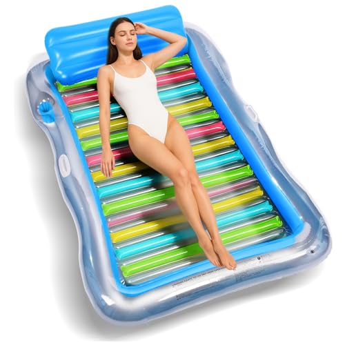 Inflatable Adult Pool Lounger Float - BAIAI Large Beach Sun Tanning Floaty Raft Sunbathing Water Lounge Floaties Tub with Drink Holder - Blow Up River & Lake Suntan Floating Swimming Mattress Mat(L)
