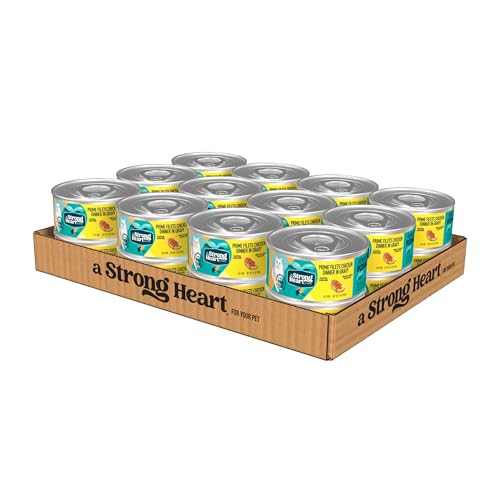 A Strong Heart Canned Wet Cat Food, Dinner Variety Pack - 5.5 oz Cans (Pack of 32), Made in The USA with Real Chicken, Turkey & Salmon