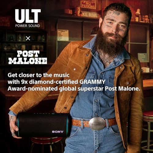 Sony ULT Field 1 Waterproof Portable Bluetooth Speaker, Enhanced Bass, 12h Battery, IP67 Rated Dustproof Shockproof Rustproof, Detachable Strap (SRSULT10B), Black