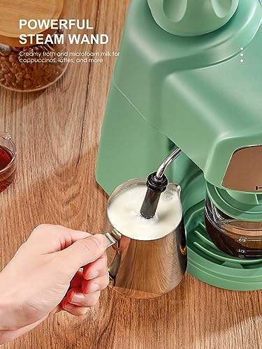 Espresso Machine, 3.5Bar Espresso and Cappuccino Machine with Fast Heating Function, 1-4 Cups Coffee Maker with Milk Frothing Function and Steam Wand (Red)