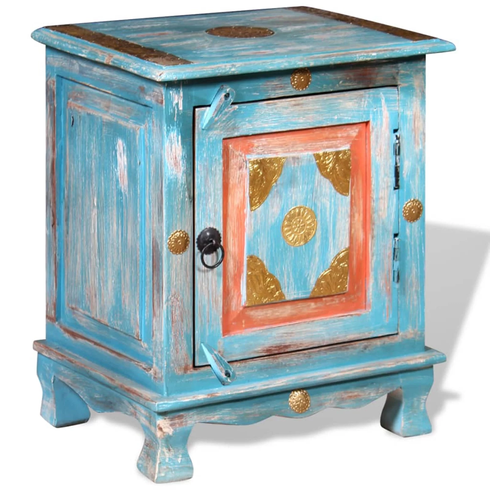 moobody Nightstand Solid Mango Wood Blue