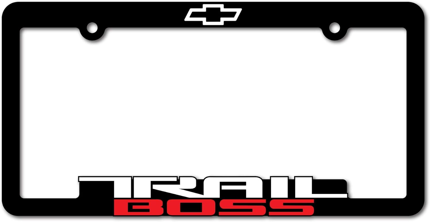 (2) TRAIL BOSS License Plate Frames 3D Raised Letter Frame Brackets (1-Pair)