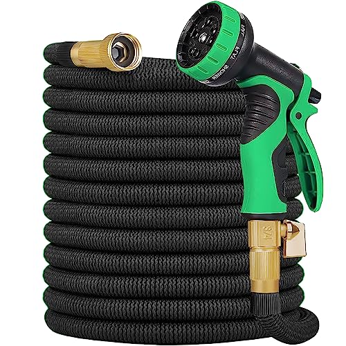 50 ft Expandable Garden Hose, New Flexible Expanding Hose with 10-Function Spray Nozzle, 3/4