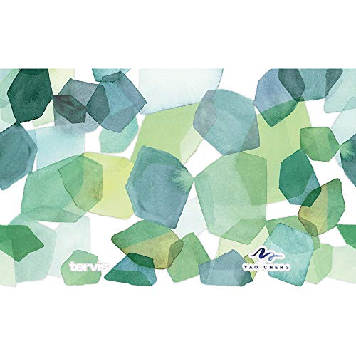 Tervis Yao Cheng Green Crystal Made in USA Double Walled Insulated Tumbler Travel Cup Keeps Drinks Cold & Hot, 16oz, Green Blue Stripe