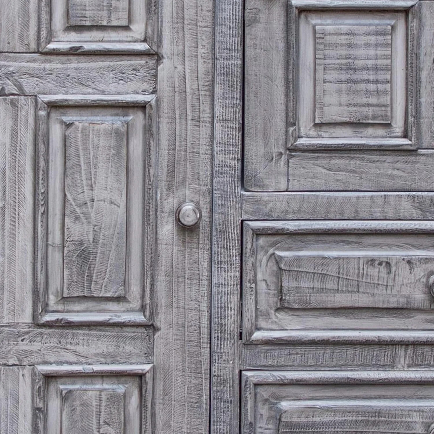 BenJara BM306501 61 in. Siya 2 Cabinets Distressed Gray Pine Wood Tall Dresser Chest