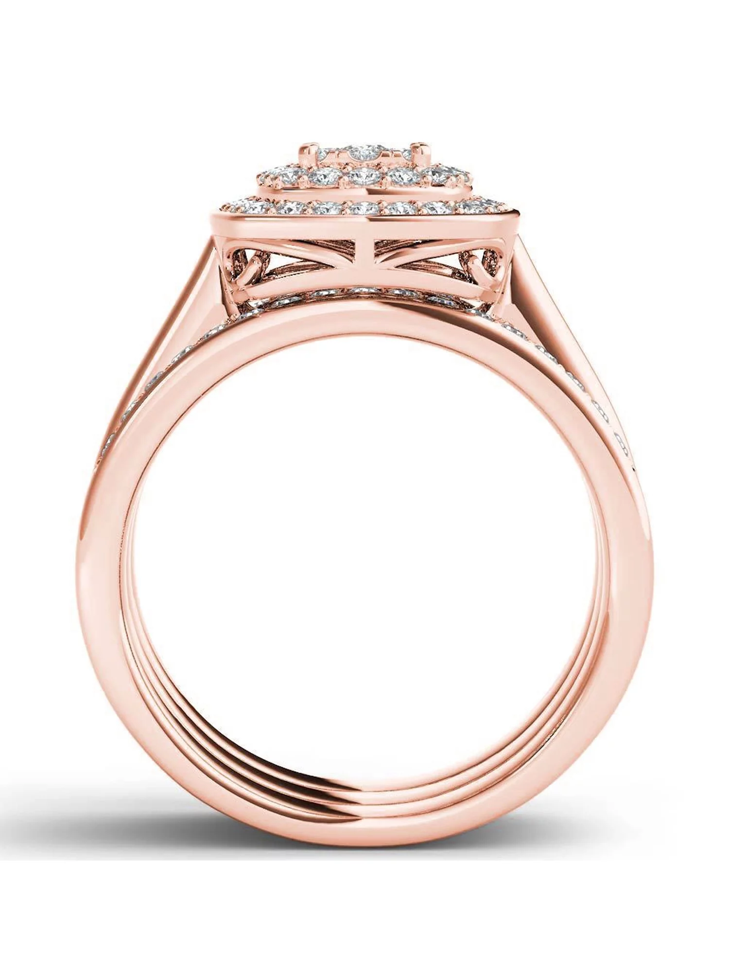 Imperial 3/8Ct TDW Diamond 10k Rose Gold Cluster Halo Bridal Set (H-I, I2)