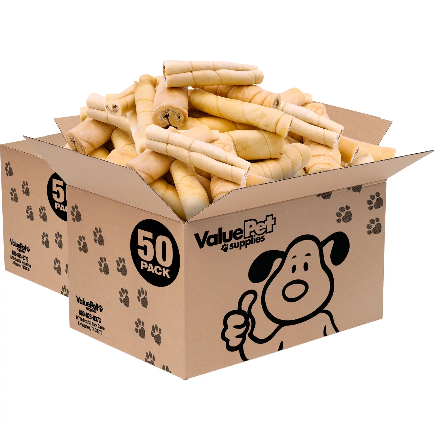 ValueBull Cheek Rolls, Premium Beef Dog Chews, Jumbo 5-6 Inch, 100 Count BULK PACK