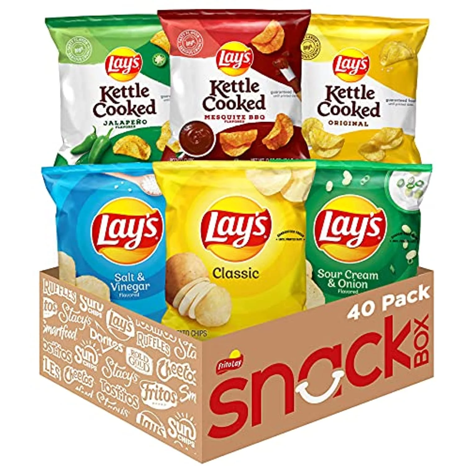 Lays And Lays Kettle Cooked Potato Chips Variety Pack, (40 Count)