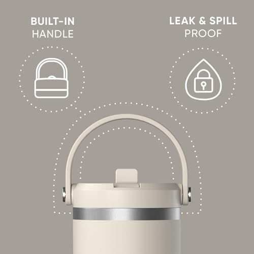 Hydrapeak Nomad 24 oz Tumbler with Handle and Straw Lid, Leakproof, Double Insulated, 24oz Cup Stainless Steel (Blush)