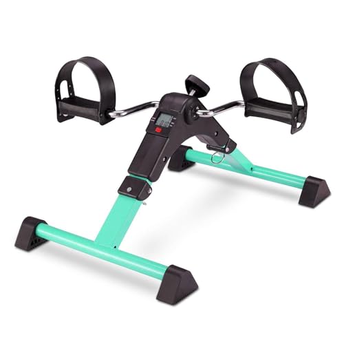 Pedal Exerciser for Seniors, Under Desk Bike Pedal Exerciser, Indoor Elderly Rehabilitation Training Machine，Foldable Mini Exercise Bike for Leg and Arm Workouts, Bike Peddler Machine for Seniors with