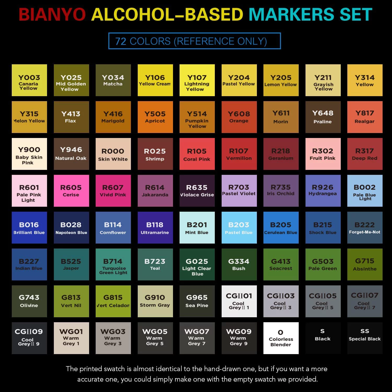 Bianyo 72 Primary Colors Alcohol-Based Dual Tip Bullet & Chisel Alcohol Markers with Christmas Design Bag