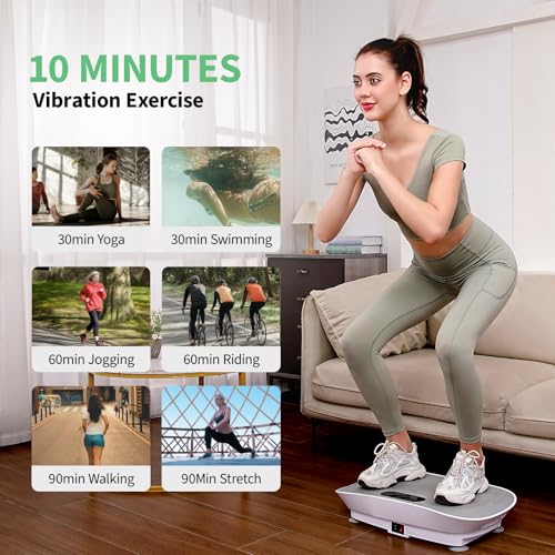 Yesoul Vibration Plate Exercise Machine for Lymphatic Drainage Weight Loss, Power Plate Vibration Platform with Bluetooth Remote, Full Whole Body Workout Equipment for Women Men, 300-400 lbs Capacity