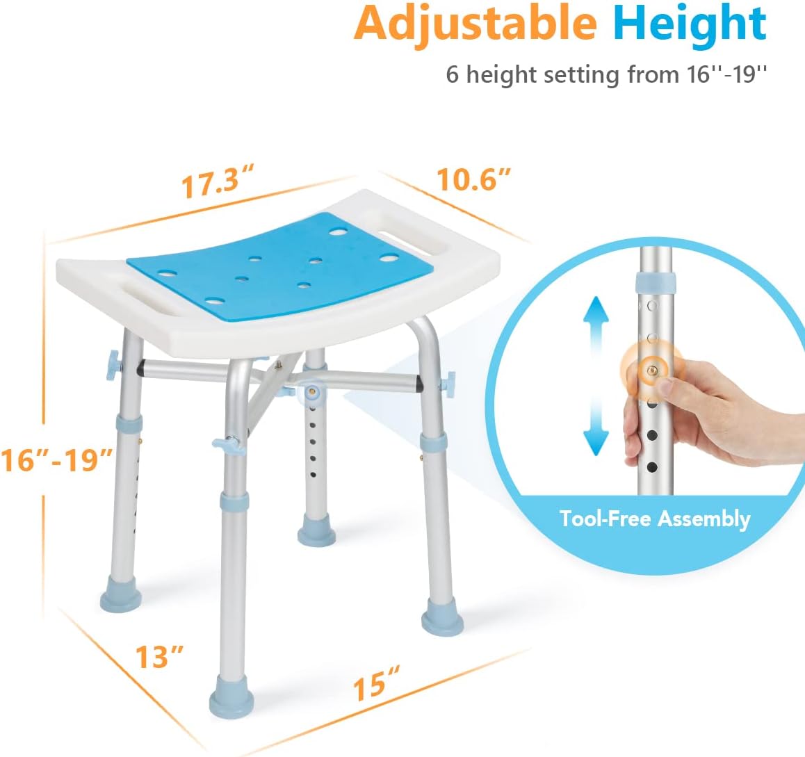 OasisSpace Upright Walker with 12” Pneumatic Wheel and Padded Bath Seat with 6 Height Adjustable Tube