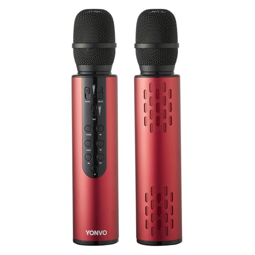 Handheld Bluetooth 5.3 Wireless Microphone, Portable Karaoke Mic with Condenser for Clear Vocals, 10W Dual Speakers, Perfect for Singing, Parties, Travel, Gift for Men (Black)