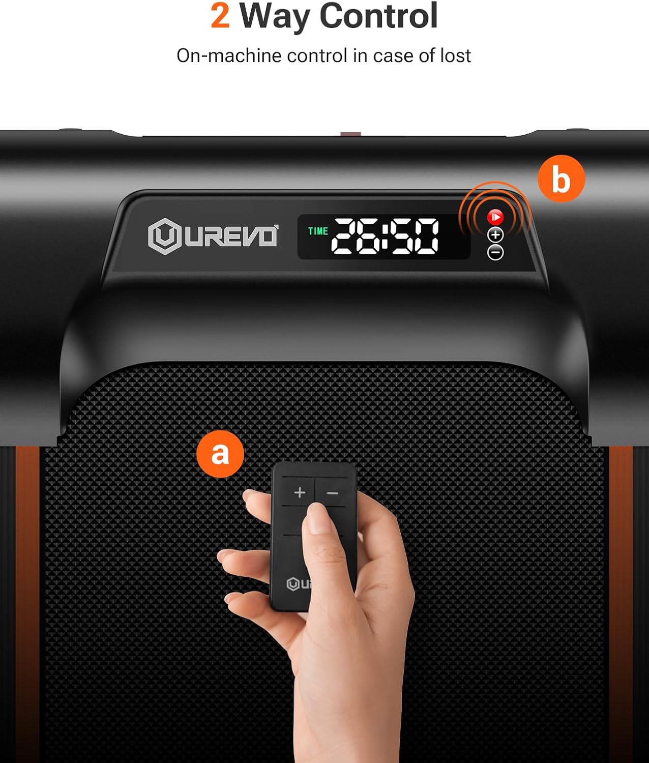 UREVO Under Desk Treadmill, Walking Pad for Home Office, Portable Walking Treadmill 2.25HP, Walking Jogging, Orange