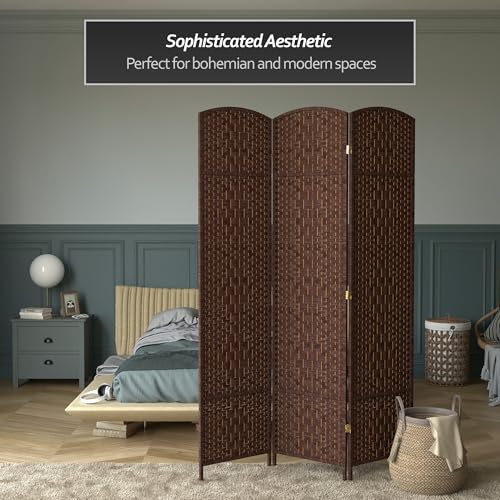 Red Lantern 7 ft. Tall Diamond Weave Dark Beige-6 Panels Room Divider