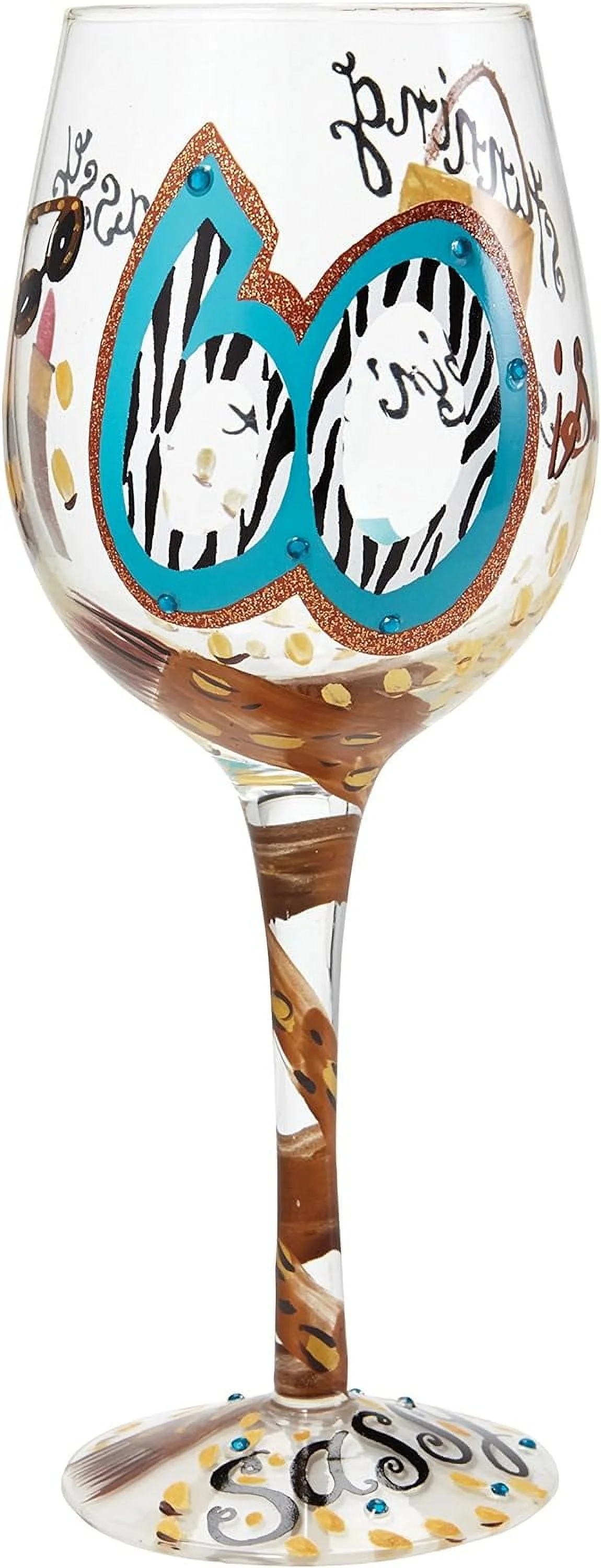 Designs By “60 And ” Hand-Painted Artisan Wine Glass, 15 Oz.