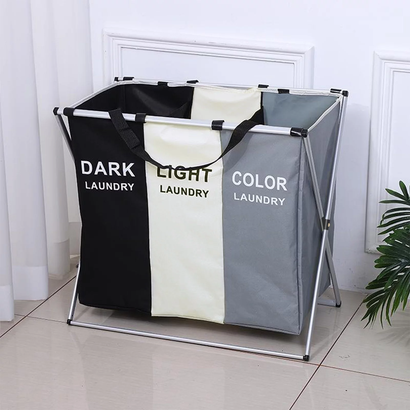 Homemart Laundry Hamper Sorter,145L Large 3 Section Laundry Basket 600D Oxford Fabric with Wheels,Lids and 3 Removable Bags for Laundry Bedroom Bathroom Clothes Strorage