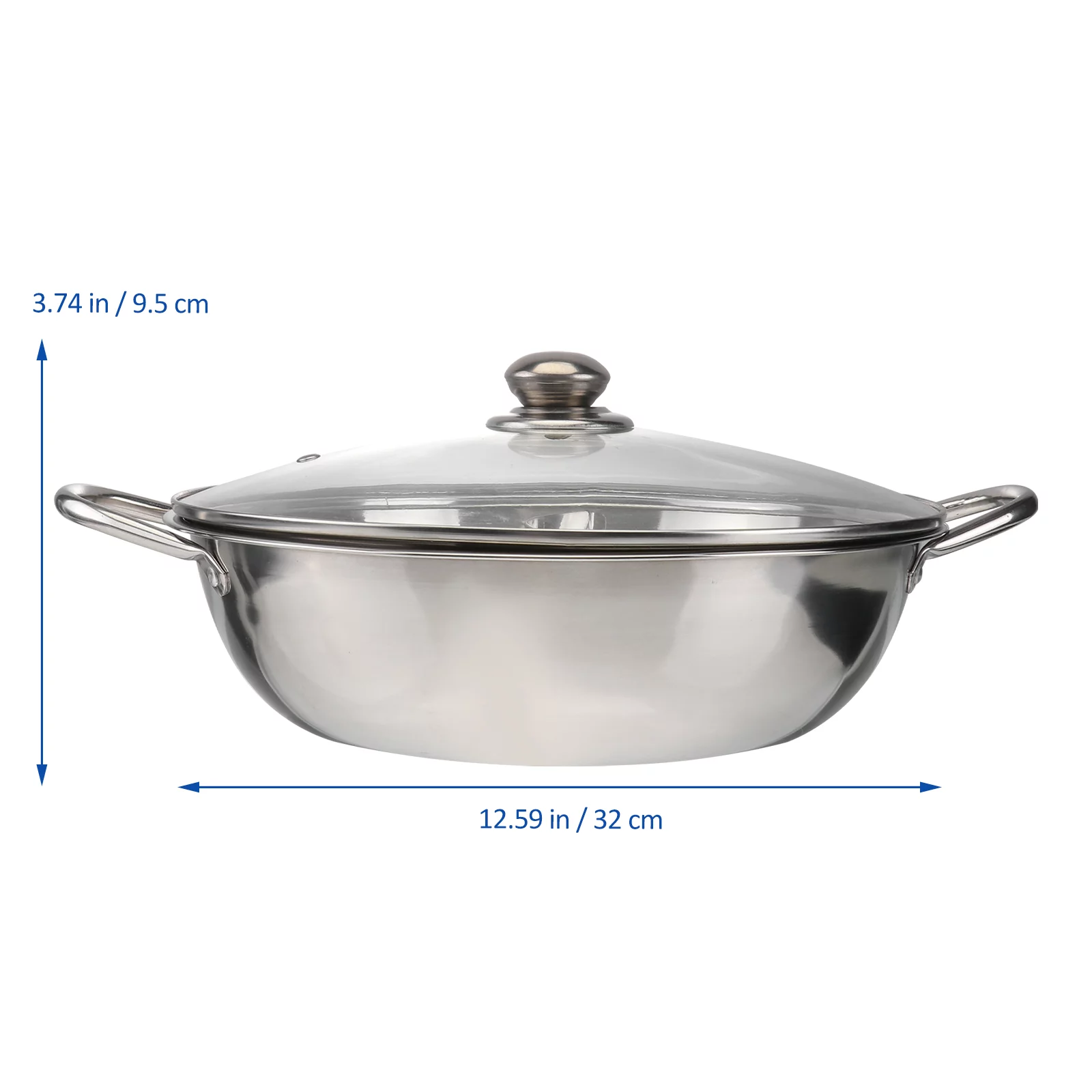 HOMEMAXS Multifunctional Induction Cooker Pot Stainless Steel Dual Hot Pot Cookware Cooking Pots with Lid (32cm)