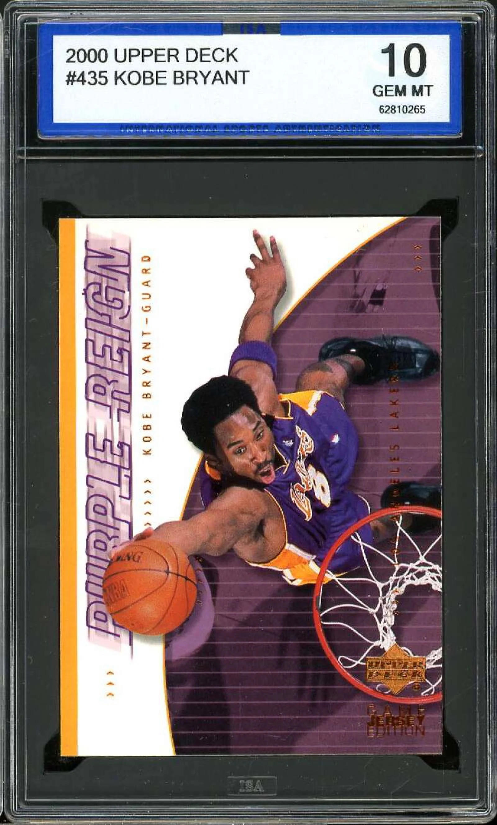 Kobe Bryant Card 2000-01 Upper Deck #435 ISA 10 GEM MINT