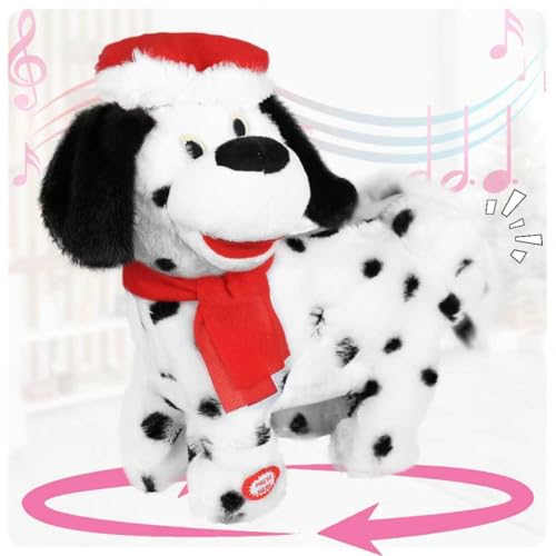SdeNow Twerking Dog Toy Booty Shaking Walking Santa Claus Puppy Musical Animated Christmas Plush Santa Singing and Dancing Stuffed Animals Dog-English Song