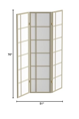 Red Lantern 6 ft. Tall Double Cross Shoji Screen-Grey-3 Panels Room Divider