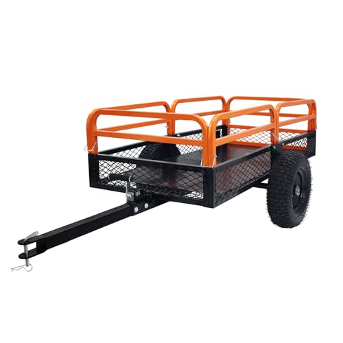 ATV Trailer Steel Dump Cart, 1500 Pounds 15 Cubic Feet Utility Trailer Yard Garden Trailer with Heavy Duty Tow Behind Carts and Removable Sides for Tractors, ATV, UTV, Lawn Mowers