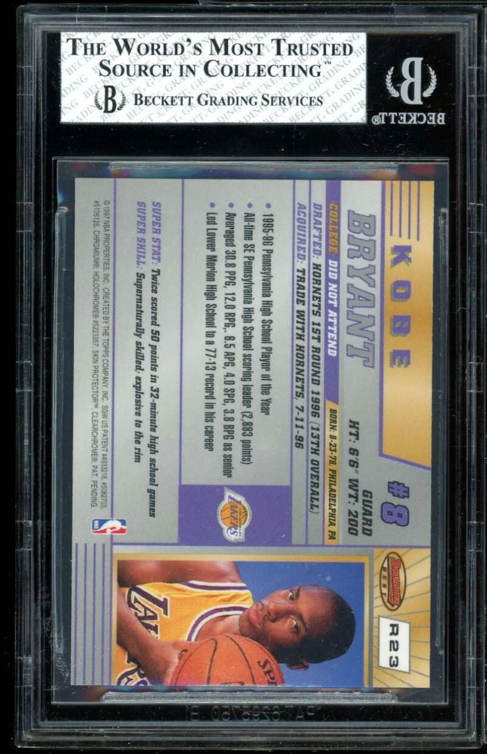 Kobe Bryant Rookie Card 1996-97 Bowman's Best #r23 BGS 8