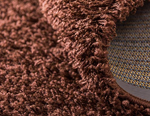 Unique Loom Solid Shag Collection Area Rug (1' Square, Chocolate Brown)