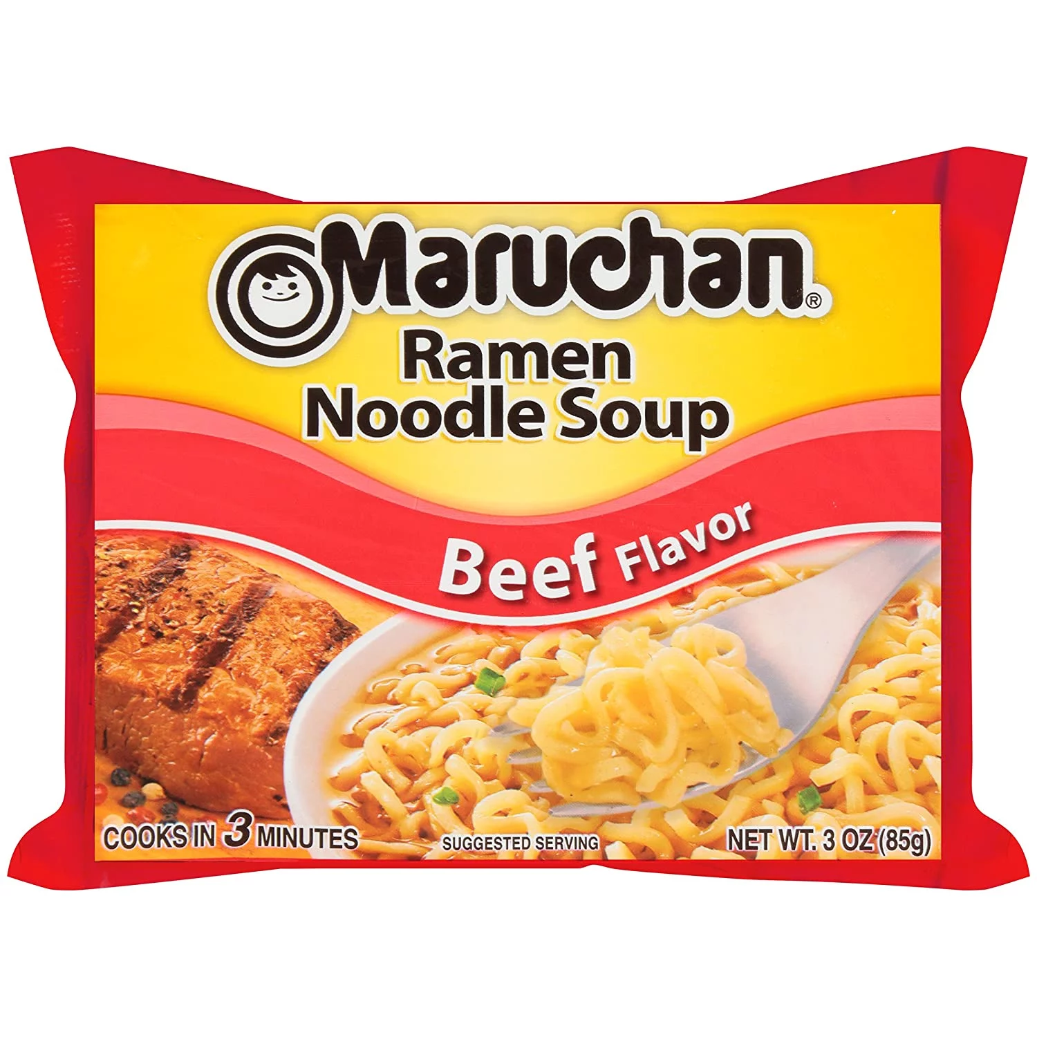 Maruchan, Ramen Beef and Roast Beef Noodles Variety Pack Soup, 3 Oz, 48 Ct