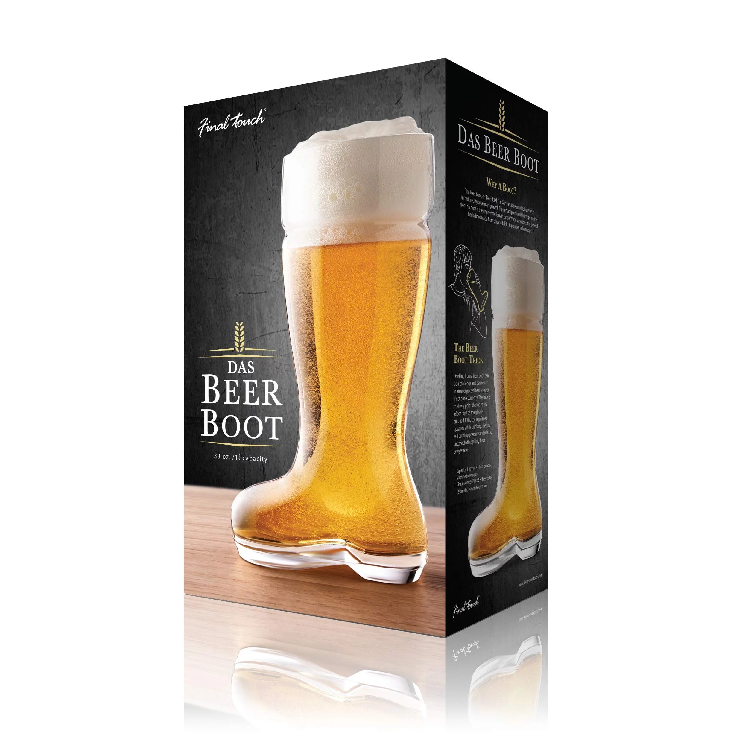 Final Touch 6058260 9.8 in. Boot Beer Glass, Clear