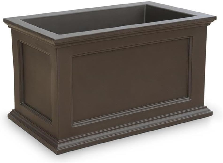 Mayne Fairfield 20x36 Weatherproof Traditional Plastic Planter in Espresso
