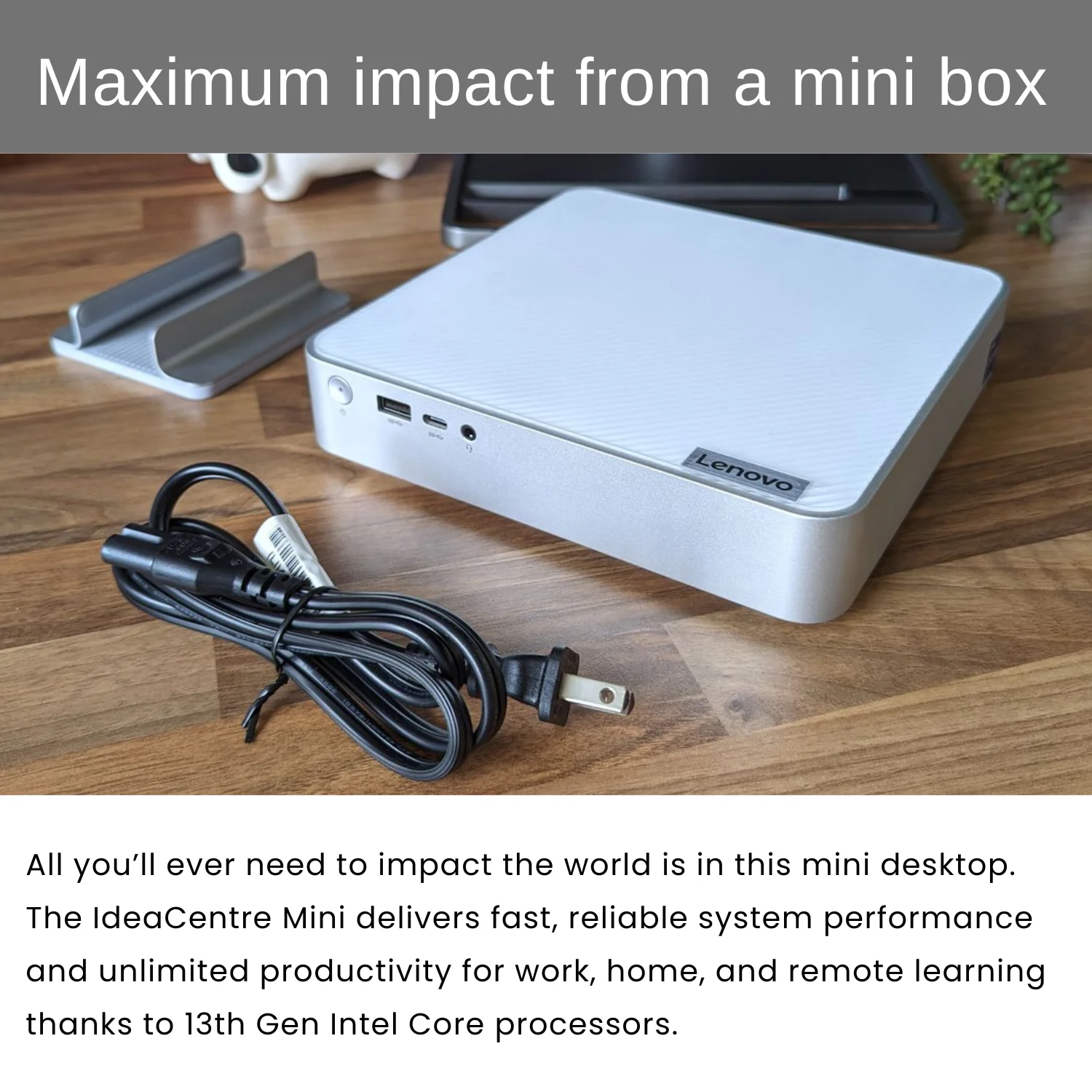 Lenovo IdeaCentre Newest Mini Desktop, 13th Gen Intel i5-13500H, 12GB RAM, 512GB PCIe M.2 SSD, RJ-45, HDMI, Wi-Fi 6, Bluetooth, Windows 11 Home, Grey