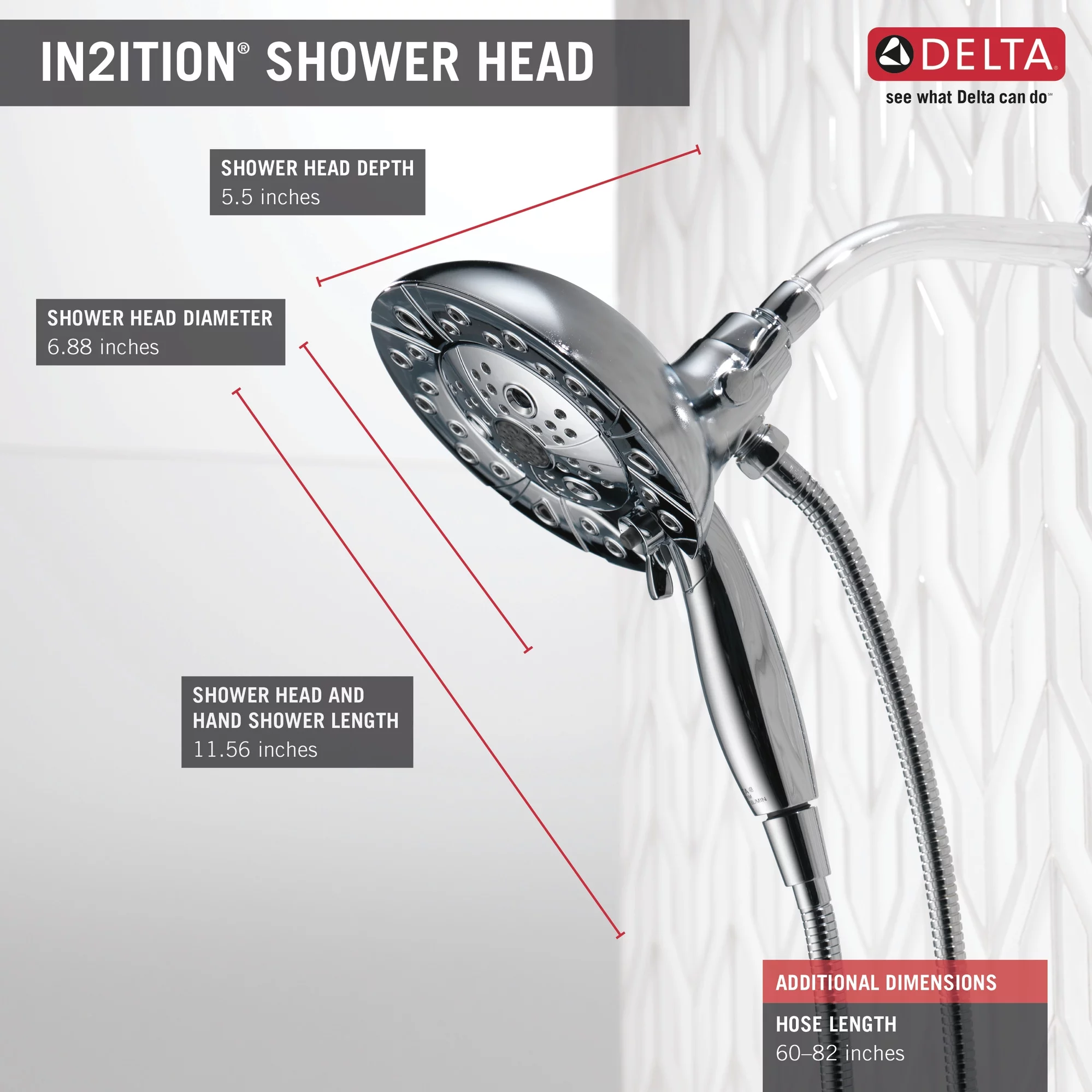 Delta 5-Spray Hand Shower and Shower Head Combo in Chrome 58480-PK