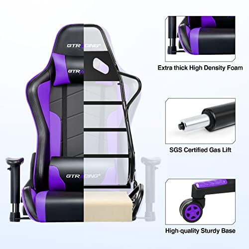 GTRACING Gaming Chair with Speakers Bluetooth Music Video Game Chair Audio Ergonomic Design Heavy Duty Office Computer Desk Chair (Black)