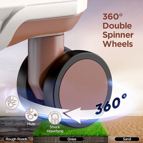 SHOWKOO Luggage Sets 3 Piece Hardside Expandable Suitcase with Double Spinner Wheels Tsa Lock, (Beige White, 5 piece set)