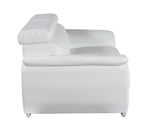 4571 Veal Collection Leather Upholstered Modern Living Room Chair, Loveseat, Sofa, White